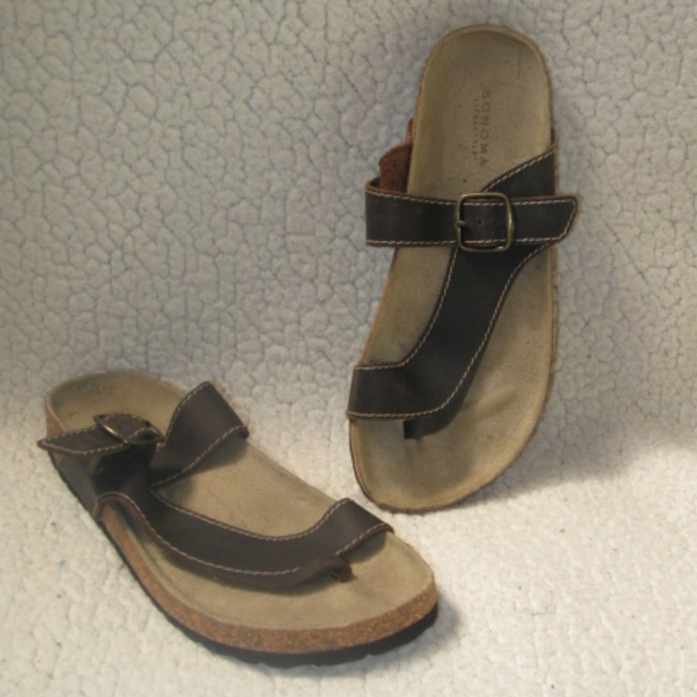 Sonoma Brown Thong Sandals with Buckle